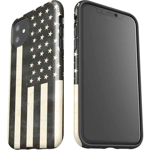 Black & White USA Flag iPhone 11 Impact Case